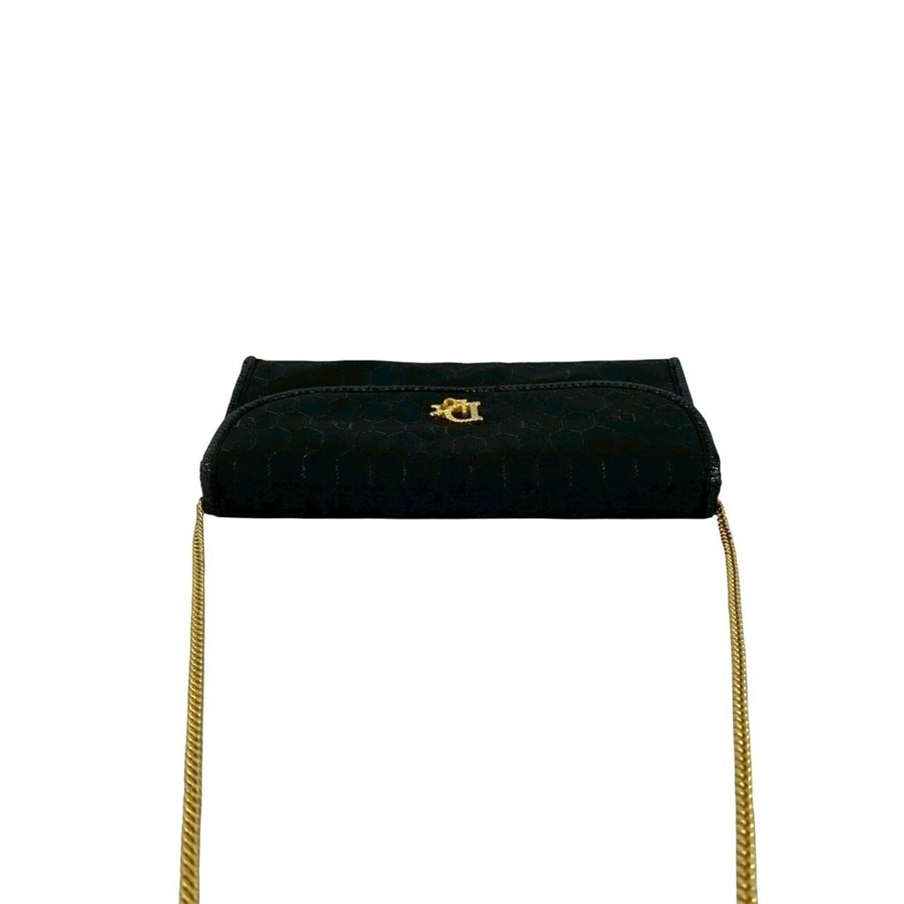 Christian Dior Vintage Honeycomb Pattern Logo Hardware Nylon Leather Chain Sh... - Picture 4 of 9